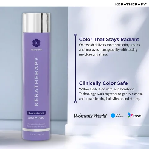 Vista 5 de KERATHERAPY Champú tonificante violeta totalmente rubio con infusión de queratina, 10.1 onzas líquidas, 10.1 fl oz, champú violeta para cabello