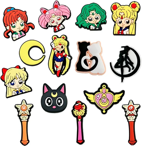 Vista 5 de Liucomue Paquete de 30, 50, 100 dijes de dibujos animados para zapatos de anime, pines a granel para niños Crock Boy Girls, accesorios de decoración