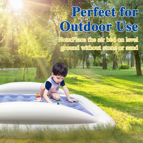 Vista 6 de Cama de viaje inflable para niños Fahuac, juego de colchón de aire para niños pequeños, cama hinchable portátil con barandillas y bomba eléctrica