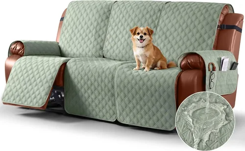 Vista 22 de Ruaozz Funda impermeable para sofá reclinable, lavable, funda antideslizante de 1 pieza, protector de muebles con correas elásticas, bolsillo