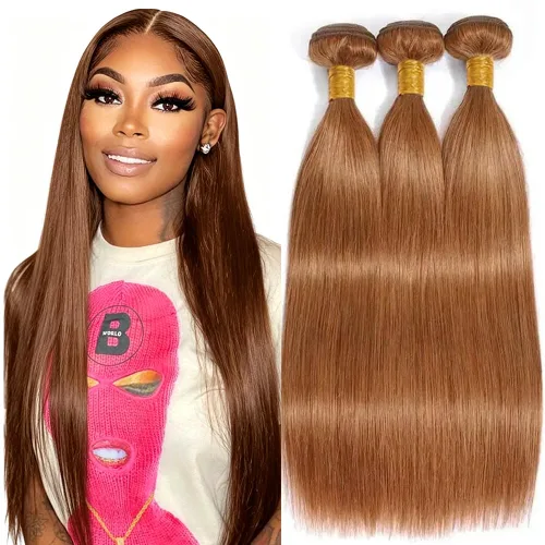 Vista 292 de P4613 Cabello humano rizado onda profunda marrón y paquetes mixtos 8 10 12 P4613 Ombre Marrón-Rubio-DP