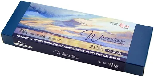Vista 6 de Rosa Gallery Set de Pintura de Acuarela Profesional para Paisaje, 21 Colores de 2.5 ml, Kit de Pinturas de Alta Resistencia a la Luz para Artistas