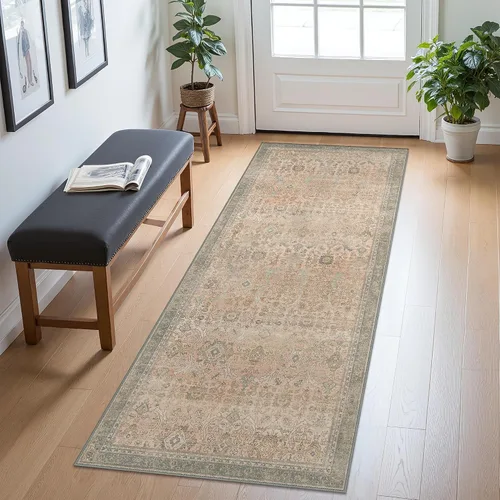 Vista 87 de Bavni Tapetes de 2 x 3 pies, lavable a máquina, clásico, con estampado gastado, ultradelgado, felpilla, decorativo, pelo corto, ligero