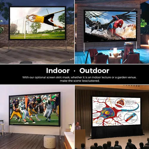 Vista 4 de SCREENPRO - Pantalla de proyector de 100 pulgadas con soporte, pantalla de película rápida para exteriores para patio con patas ajustables