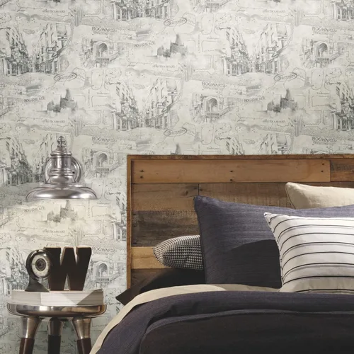 Vista 10 de RoomMates RMK12353PL Harry Potter Mapa Blanco Papel Tapiz Pelar y Pegar