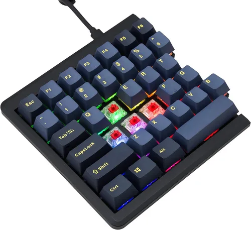 Vista 3 de Mistel BAROCCO MD770 RGB con cable + teclado mecánico inalámbrico Bluetooth TKL dividido con interruptor azul Cherry MX, teclado ergonómico