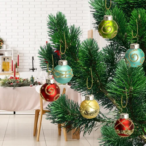 Vista 4 de 24 mini adornos de bolas de cristal de Navidad, mini bolas colgantes de Estilo B