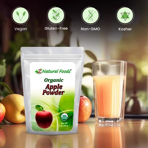 Vista 5 de Z Natural Foods Polvo de manzana orgánico, polvo de superalimento para apoyo digestivo y aumento de energía, ideal para jugos, batidos y recetas