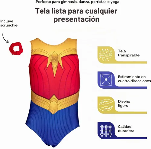 Vista 4 de Destira Super Hero Gymnastics Leotard for Girls, Red Yellow & Blue