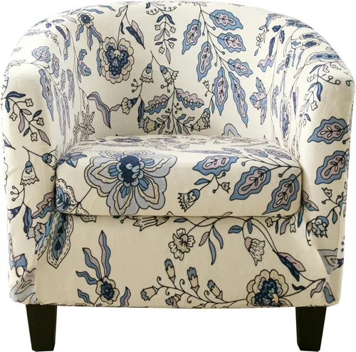 Vista 29 de CRFATOP - Funda elástica para sillón de club (2 piezas) 1 Club Cover & 1 Cushion Cover, Soft Round Tub Sofa Covers, Pet Friendly, Washable