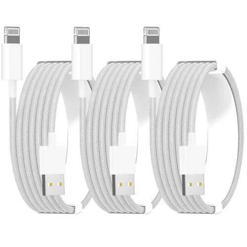 Vista 11 de Cable Carplay de coche para iPhone 17, cable de carga rápida, paquete de 3 unidades de 6 pies 60 W, USB A a USB C, multicolor, cable trenzado