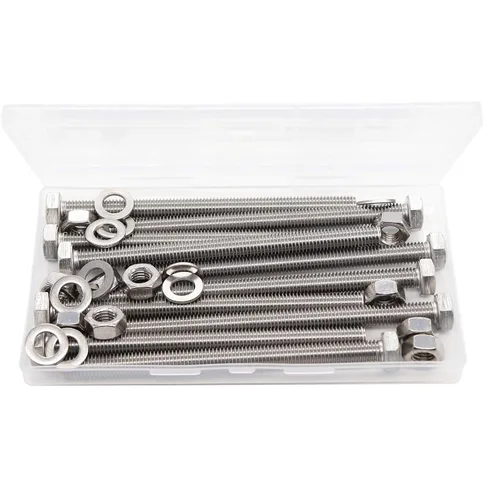 Vista 15 de 1 paquete M10 x 170mm Tornillos hexagonales pernos hexagonales con tuercas hexagonales M10 arandelas planas/arandelas de resorte de bloqueo