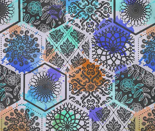 Vista 5 de oneOone Cotton Flex Dark Blue Fabric Floral DIY Clothing Quilting Fabric Print Fabric By Yard 40 Inch Wide-2H Azul Oscuro