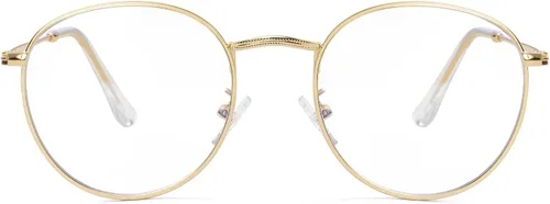Vista 12 de Kursan Gafas clásicas redondas de metal transparente para mujeres y hombres, lentes sin receta