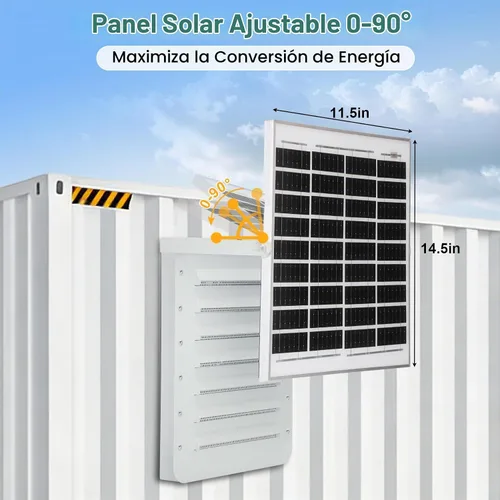 Vista 2 de Kit de ventilación solar mejorado para contenedores de envío, panel solar ajustable de 15 W, diseño de doble ventilador, resistente a la intemperie