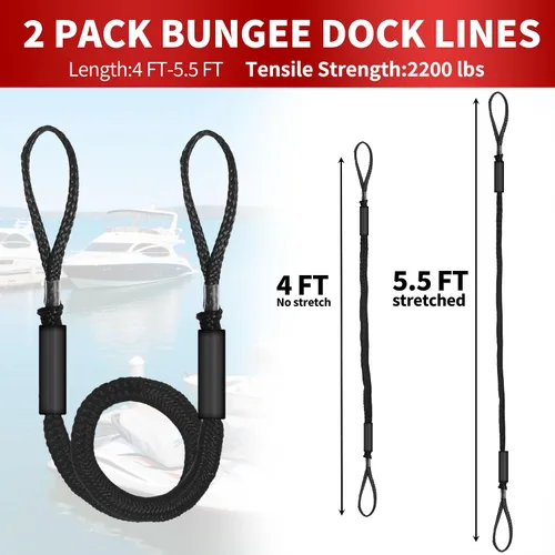 Vista 2 de Cuerda elástica para muelle, cuerda elástica para barco con flotador de espuma para pontón, seadoo, WaveRunner, kayak, regalos de barco