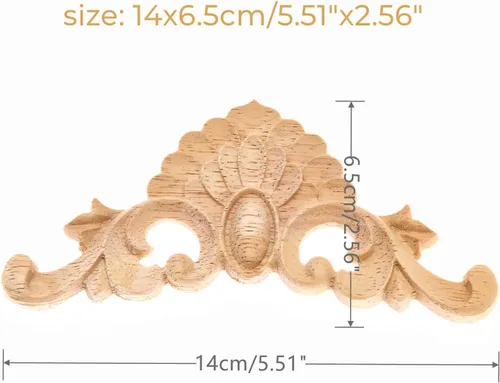 Vista 2 de MUXSAM Apliques de madera, calcomanías talladas para muebles, paquete de 4 unidades, decoración de tallado de madera sin pintar para puerta