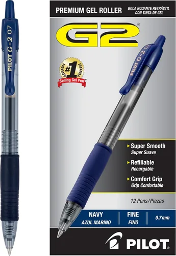 Vista 13 de Pilot G2 - Bolígrafos de gel de alta calidad de 0.7, punta fina para escritura suave, color negro, paquete de 12