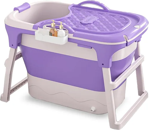 Vista 10 de Portable Bathtub Adult, 41" Foldable Soaking Tub with Lid, High Wall, Cover Gray