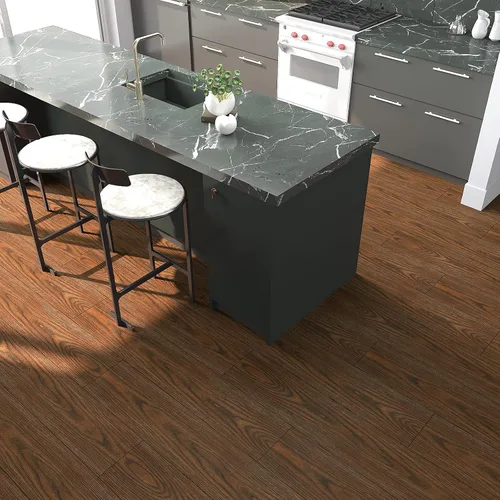 Vista 3 de VEELIKE Azulejos de piso de 6 x 36 pulgadas para despegar y pegar para baño, impermeables, de madera de castaño marrón, paquete de 12 tablones