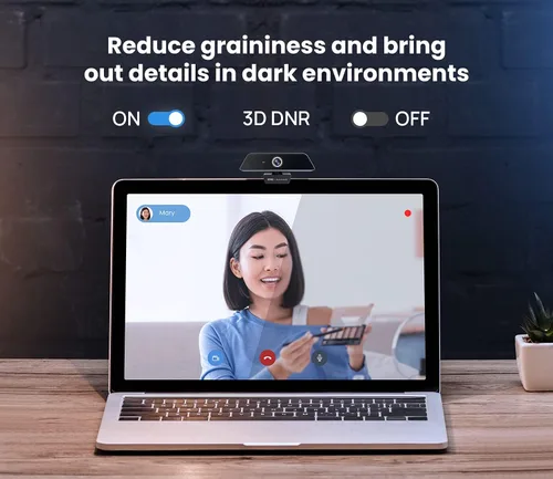 Vista 5 de Enther Cámara web MAXHUB 4k, cámara web con micrófono para computadora con micrófono con cancelación de ruido, enfoque automático rápido