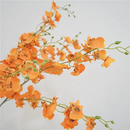 Vista 6 de 3 piezas de orquídeas artificiales, 33.5 pulgadas de seda falsas bailarinas bailarinas a granel, ramas de orquídeas naranjas sintéticas