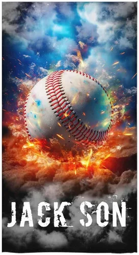 Vista 30 de Toalla de playa de béisbol personalizada con nombre, divertidas toallas de playa personalizadas de 67 memes para niños, toallas número seis siete