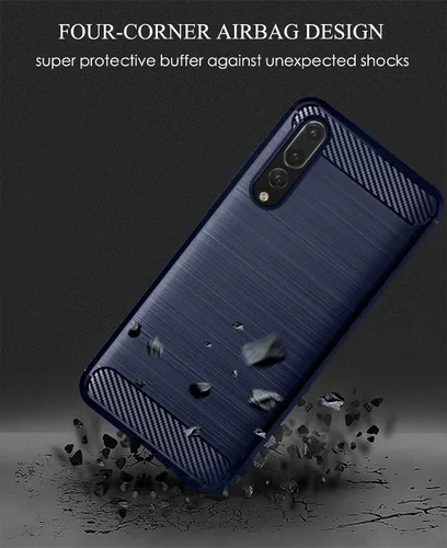Vista 4 de Asuwish Funda para Huawei P20 Pro con protector de pantalla de vidrio templado y accesorios para celda, delgada y suave goma de silicona TPU Azul