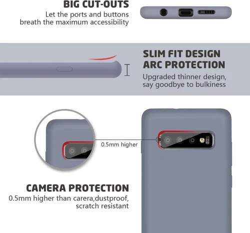 Vista 2 de Compatible con Galaxy S10 Plus, S10+ funda de silicona líquida con forro de tela de microfibra de cuerpo completo con protección de pantalla