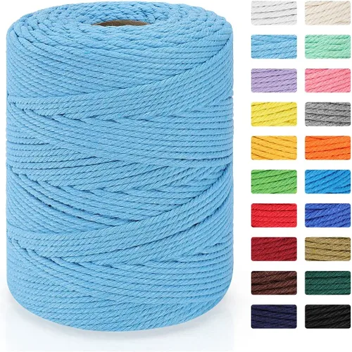 Vista 13 de Cordón de macramé de 0.157 in x 328 yardas Cuerda de macramé 100% algodón natural Cuerda de algodón trenzado de 4 hebras para manualidades, Beige