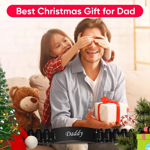 Vista 2 de VNOX - Correa de reloj de eslabones de acero inoxidable para hombre con grabado personalizado gran regalo para papá