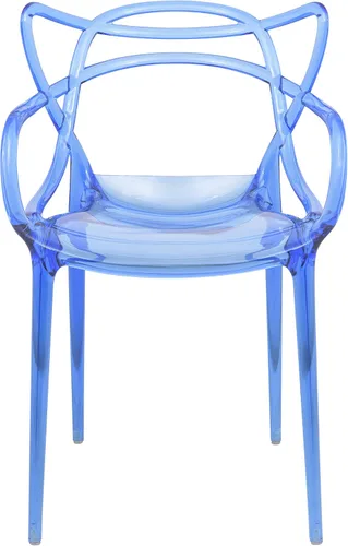 Vista 2 de LeisureMod Milan - Silla moderna con diseño de alambre (juego de 2), color azul