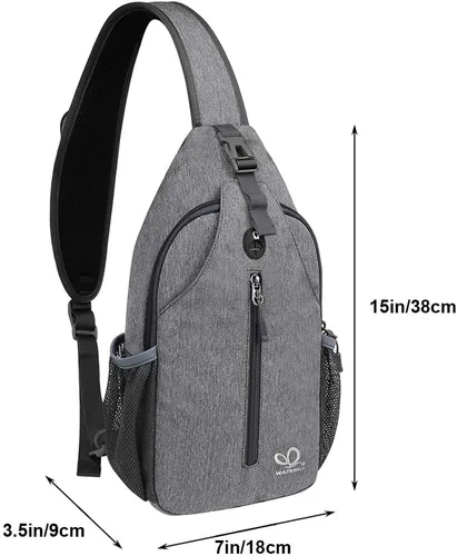 Vista 146 de Waterfly - Mochila cruzada tipo bandolera para viajes y caminatas, bolsa de pecho, Gris, talla única