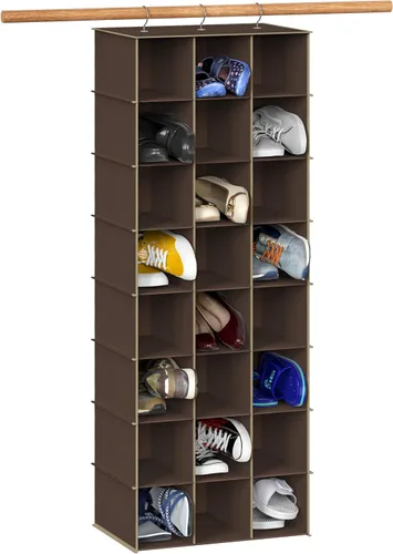 Vista 8 de Simple Houseware Estante de 24 secciones para colgar zapatos, organizador para armario, color negro