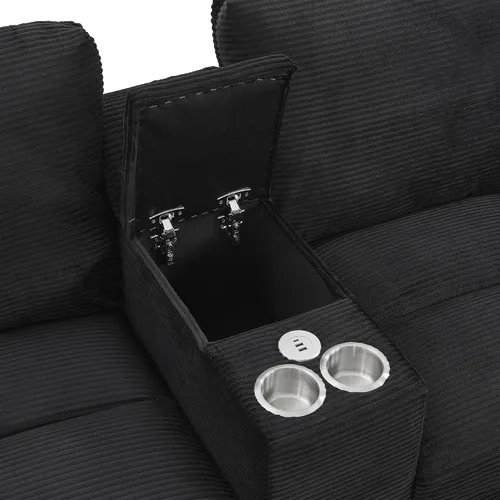Vista 4 de Sofá modular en forma de L de 120.3 pulgadas con otomana de almacenamiento, cómodo sofá de gran tamaño con puerto USB, almacenamiento lateral