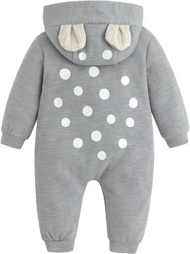 Vista 73 de Simplee Kids Enterizo con diseño de conejo de Pascua con capucha, para bebé, overol con cremallera y orejas largas