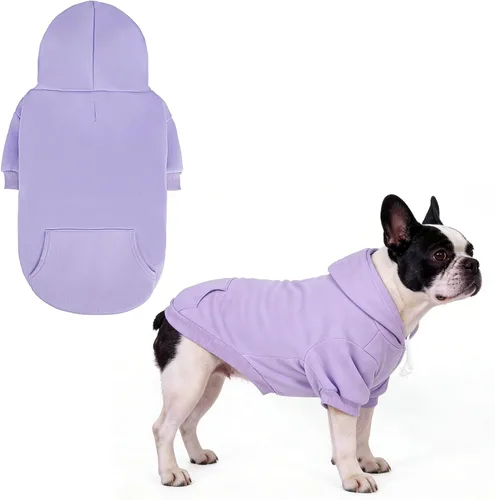 Vista 30 de KOOLTAIL Sudadera básica con capucha para perro, suave y cálida, con agujero para correa y con bolsillo, abrigo de invierno para perros, ropa