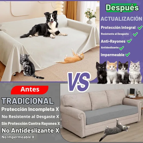 Vista 3 de Protector de muebles contra arañazos para gatos, antideslizante, impermeable, para mantener alejados a los gatos, protectores de sofá aptos