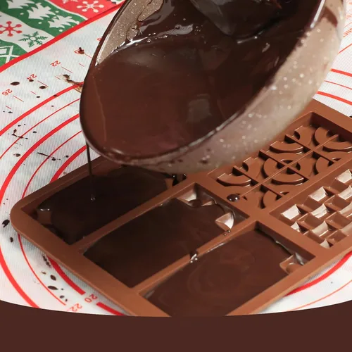 Vista 8 de Molde de barra de chocolate de silicona con 6 patrones, 2 moldes de chocolate de 0.3 pulgadas de profundidad para barra de proteínas y energía