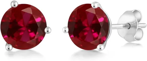 Vista 186 de Gem Stone King Aretes de oro de 14 quilates, 0.236 in, piedra natal redonda, Martini, 3 puntas, aretes de oro para mujer