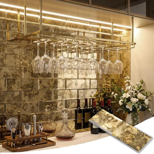 Vista 30 de Diflart 32 azulejos de espejo para despegar y pegar, plateado, 3 x 3 pulgadas, espejo biselado cuadrado para cocina, azulejos de pared