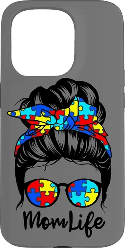 Vista 14 de Mom Life Messy Bun Hair Autism Funny Autism Case for iPhone 17