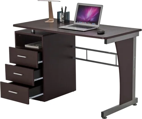 Vista 9 de Techni Mobili Escritorio para computadora con amplio almacenamiento, chocolate, 30 x 22.75 x 47.25 pulgadas, chocolate