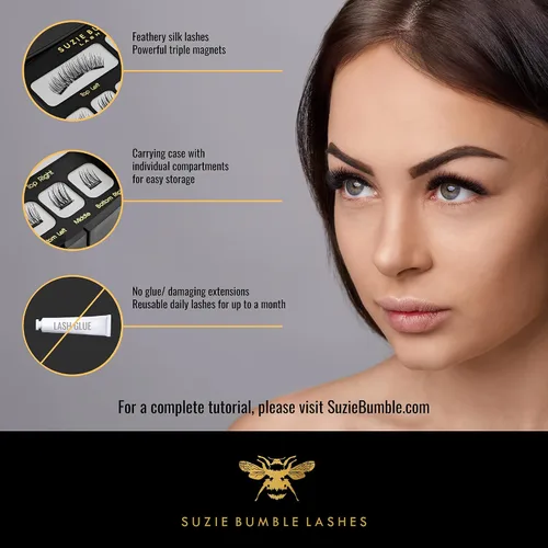 Vista 3 de Pestañas magnéticas de aspecto natural; kit de extensión de pestañas magnéticas reutilizables - Pestañas Postizas Magneticas - Viene con una hermosa