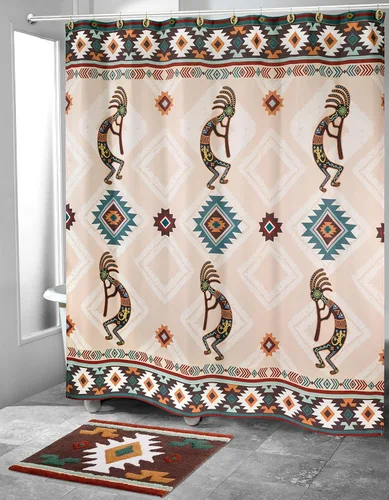 Vista 5 de Avanti Linens - Cortina de ducha de tela, artículos esenciales decorativos para el baño (colección Navajo Dance, 72 pulgadas)