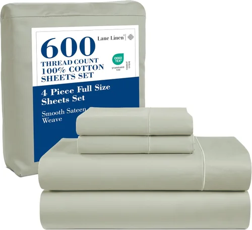 Vista 38 de Sábanas de 600 hilos, 100% algodón de fibra larga, tejido satinado de primera calidad, color blanco 01: Blanco