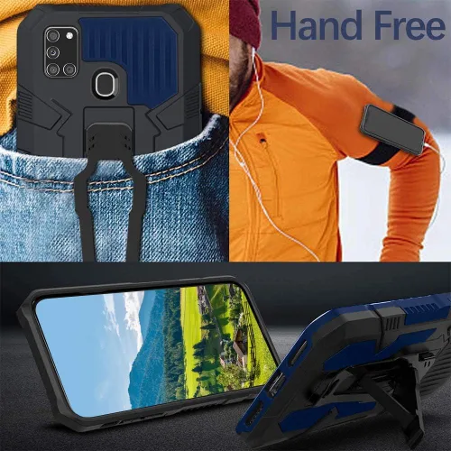 Vista 3 de Funda compatible con Samsung Galaxy A21S, con [2 unidades] con protector de pantalla de vidrio templado, funda protectora probada contra caídas