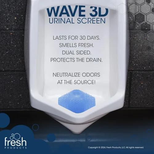 Vista 7 de Fresh Products Pantalla de Urinario Wave 3D Virtualmente Elimina Salpicaduras de Orina Uso de 30 Días Fácil Instalación Bacterias Beneficiosas