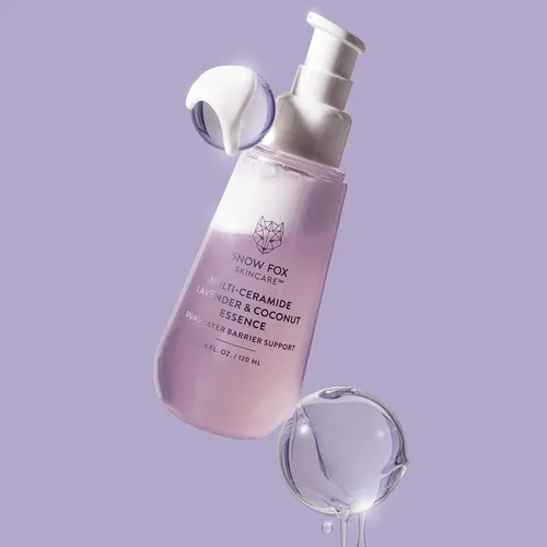 Vista 2 de Snow Fox Skincare - Suero de lavanda francesa y esencia de coco multi-ceramida Suero facial hidratante y revitalizante para piel seca, madura
