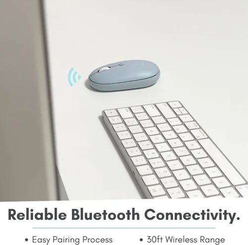 Vista 3 de Macally Ratón inalámbrico Bluetooth – silencioso, cómodo, recargable para MacBook Air/Pro, Mac, iMac, Apple iPad – Mouse inalámbrico para laptop, PC
